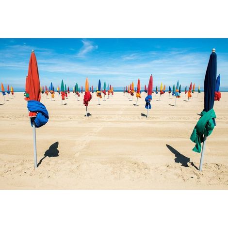 Tableau sur toile plage de parasols 65x97 cm - Impression sur Toile Murale Décorative - Image imprimée en HD sur Toile - Toile sur Châssis en Bois FSC - Fabriqué en France