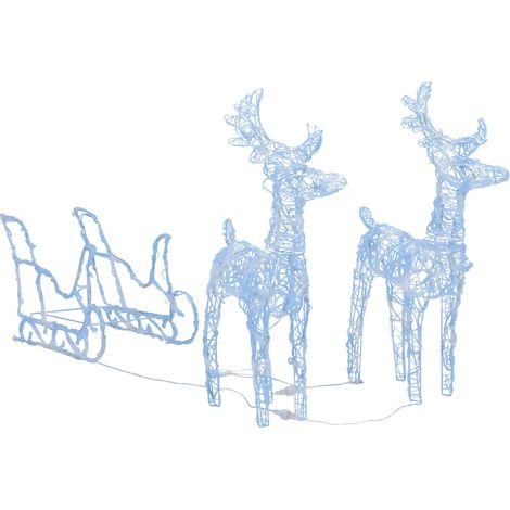 Décoration de Noël Rennes et traîneau 160 LED 130 cm Acrylique