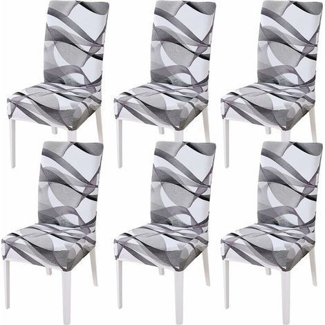 Funda para silla de comedor, funda elástica para silla, funda decorativa para silla alta para banquete, hotel, cocina, restaurante de bodas (cinta larga, 6 piezas) (1/5)