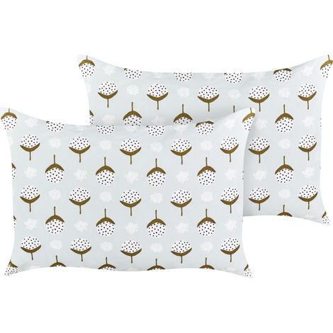 Conjunto de 2 cojines de jardín almohada de exterior 40 x 60 cm poliéster motivo geométrico verde claro Cuneo