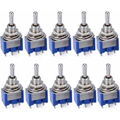 Interruptor de palanca, CA, 125 V, 6 A, ON/ON, SPDT, 3 terminales, 2 posiciones, MTS102, paquete de 10 (1/5)