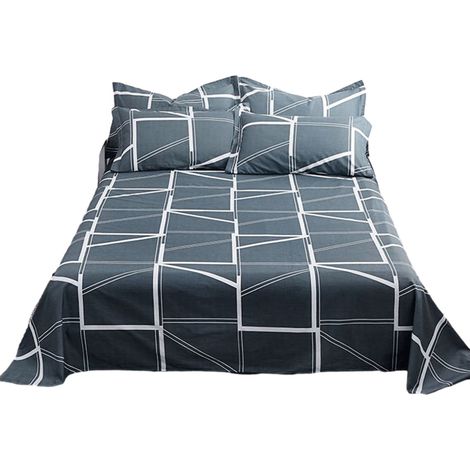 1 Ensemble literie,drap-housse 160x230cm,2 taies oreiller 75x50cm,microfibre,résistant rétrécissement,chambre (1/5)