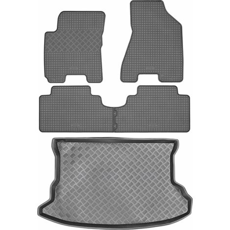 Ensemble de tapis de sol en caoutchouc pour Kia Sportage II SUV (2004-2010) + tapis de coffre (1/5)