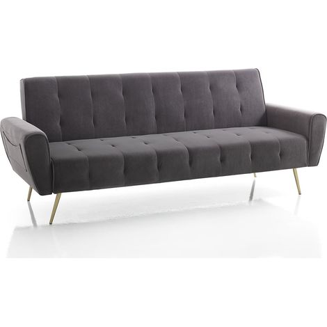 Schlafsofa 3-Sitzer Clic-Clac aus dunkelgrauer Mikrofaser Norwalk