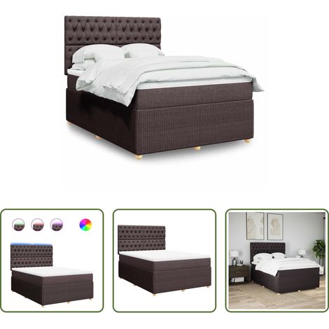 Matratze - Boxspringbett mit Matratze Dunkelbraun 140x190 cm Stoff (1/5)