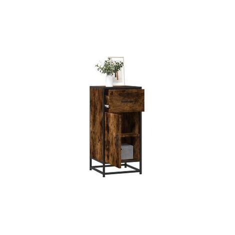Buffet chêne fumé 35,5x35x76 bois d'ingénierie et métal (1/5)