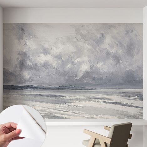 Papier peint adhésif avec colle pour décoration moderne de salon chambre à coucher cuisine et bureau Facile Orage à l'horizon 152x104 cm (1/5)