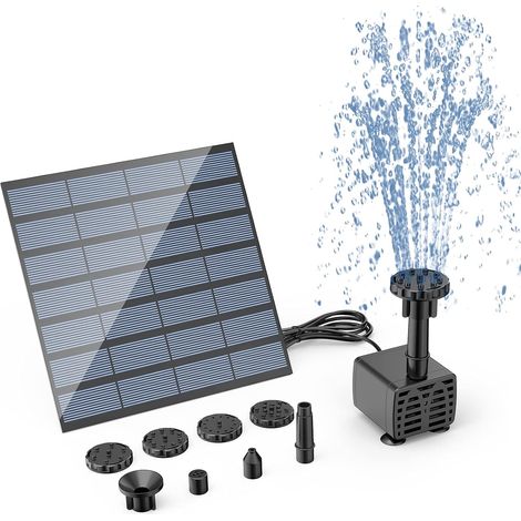 Fontaine Solaire 2024 Nouveau Fontaine Solaire Exterieure de Jardin DIY Pompe avec 6 Buses Abreuvoir Oiseaux Exterieur pour Etangs, Bains d'oiseaux,Patio,Décoration (1/4)