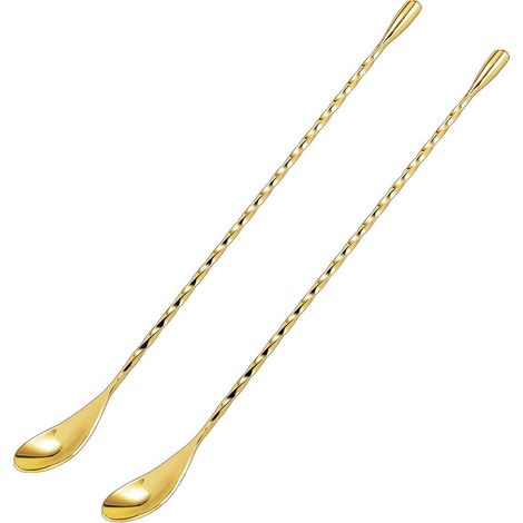Cuillère à mélanger en acier inoxydable de 30 cm, 2 pièces, motif spirale doré-AquaForge