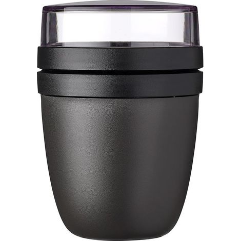 bol muesli a emporter - Pratique comme Pot de Yaourt et de Muesli - Compartiments Séparés - Convient au Congélateur, au Micro-ondes et au Lave-vaisselle - 500 ml + 200 - Nordic black (1/5)
