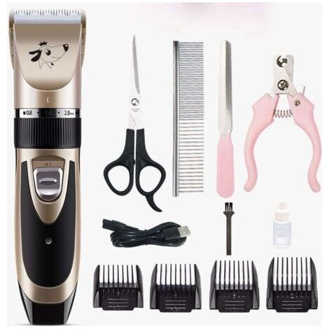 Oneisall Tondeuse pour chien silencieuse Tondeuse professionnelle pour chien chat Tondeuse à cheveux électrique pour chien Tondeuse à cheveux sans fil (Rose) (1/4)