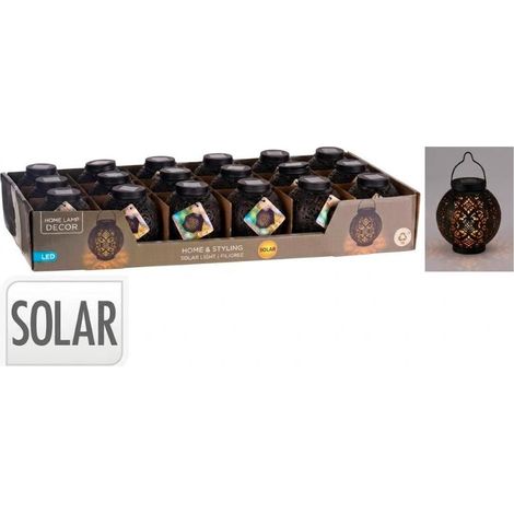 PROGARDEN farol solar negro 9x9.5cm , Farol solar negro de 9 x 9,5 cm, una solución práctica y decorativa para iluminar jardines, terrazas, balcones y otros espacios exteriores. Su
