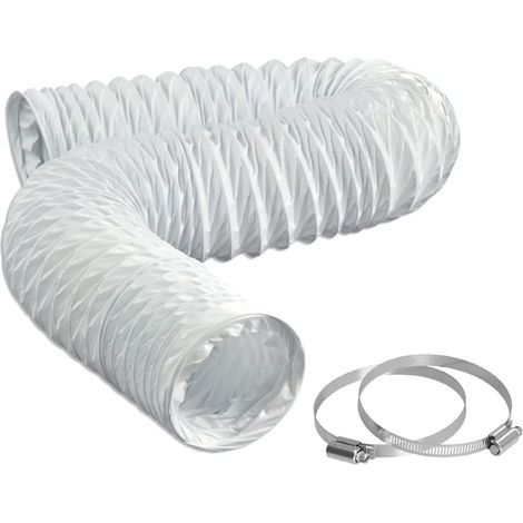x 127mm PVC Flexible Hose, 2.5m Length, Steel Fitting Kit for Tumble Dryer, Bathroom, Kitchen (1/5)