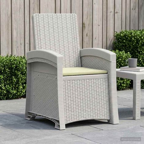 Teenpull – Liegesessel Garten Rattan-Optik Weiß und Creme PP (1/5)