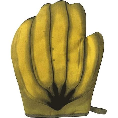 Gants de cuisine antidérapants en coton, gants de four, gants de cuisine pour micro-ondes, maniques pour barbecue, maniques de four, motif banane amusant, lot de 2, jaunes (1/5)