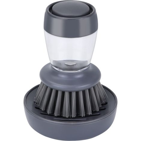 Spazzola per piatti con dispenser di sapone, spazzola da cucina per pulire piatti, pentole e lavello, spazzola per piatti con supporto (1/5)