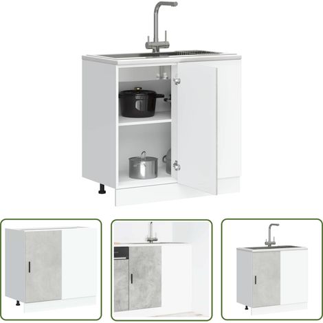 vidaXL Meuble bas du lavabo gris béton bois d'ingénierie (1/5)