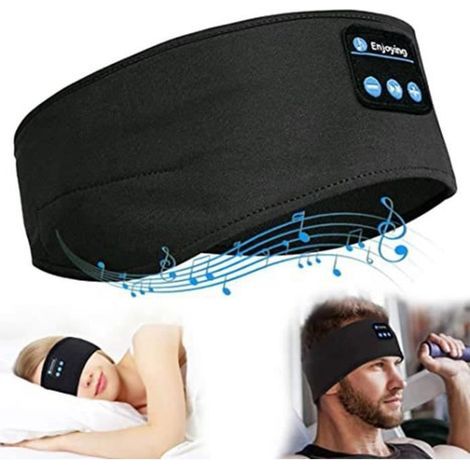 (Schwarz) Bluetooth-Schlafkopfhörer mit Stirnband – Ultradünn – HD-Stereo – 10 Stunden Akkulaufzeit