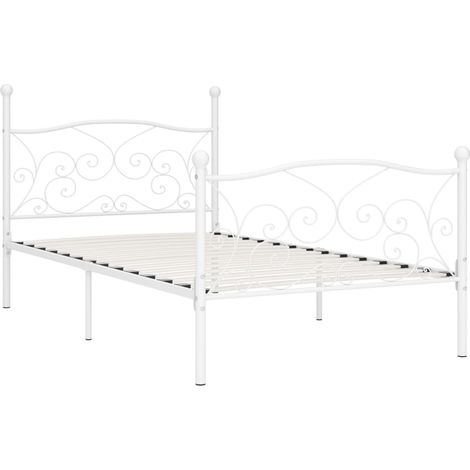 Maison Exclusive - Bettgestell mit Lattenrost Weiß Metall 90 x 20