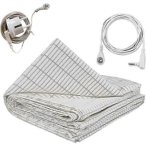 Lenzuolo di messa a terra da 27x52 pollici realizzato in fibra d'argento conduttiva, delicato sulla pelle e confortevole, migliora la qualità del sonno. Spina europea. (1/5)