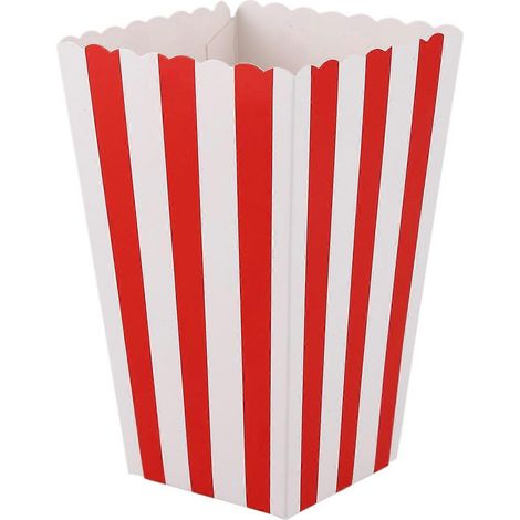 12 rot gestreifte Popcorntüten/-boxen, Kino-Muster, für kleine Leckereien oder Geschenke. (1/5)