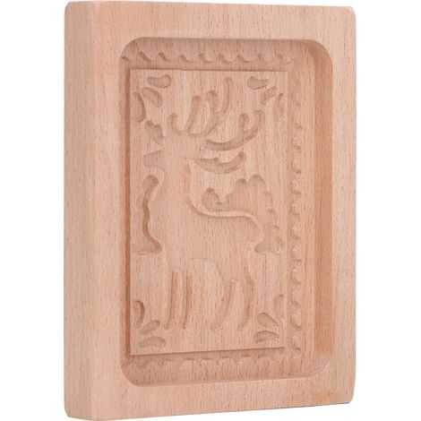 Emporte-pièce en bois sculpté, moule à biscuits en forme d'élan, pour pain d'épice ou pain d'épice. (1/5)