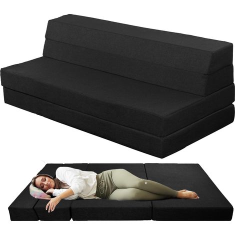 Materasso pieghevole 135x190x12 cm - Materasso futon pieghevole 2 in 1 - Lavabile in lavatrice - Divano letto per adulti e bambini - Materasso per ospiti e materasso da viaggio