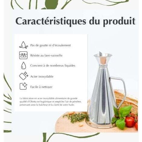 NALOOKAMIC  Bouteille d'huile d'olive en acier inoxydable de 250 ml (convient pour l'huile d'olive et le vinaigre) - Distributeur anti-gouttes et anti-fuites - Idéal pour verser de l'huile et d'autres (1/4)