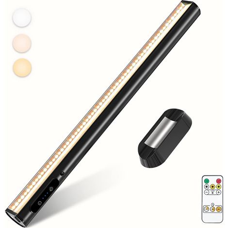 Wireless LED Kitchen Desk Lamp, 4000 mAh USB Rechargeable Desk Lamp  Magnetic Light with Remote Control, 3 Colour Modes, Wall Lighting for Cupboard, Board, Mirror, Wardrobe, Bookcase (1/5)