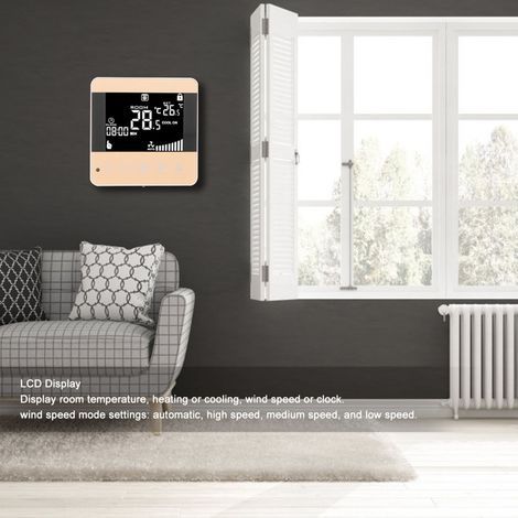 Termostato intelligente WiFi per ventilatore/convettore di climatizzazione centralizzata con display LCD digitale (1/5)