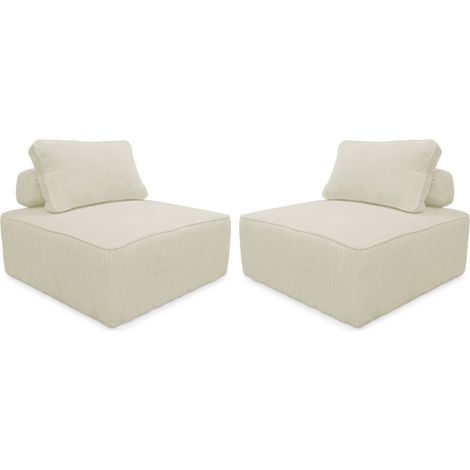 sweeek - 2er-Set Sofa-Modul-Sessel mit Cordbezug , Cord, Creme