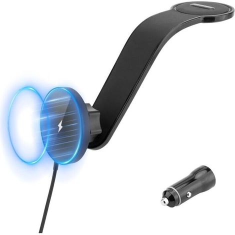 15W Chargeur sans Fil Voiture , Chargeur sans Fil Magnétique, Support Téléphone Voiture Charge Rapide pour iPhone Série, Autres Android Téléphones (1/4)