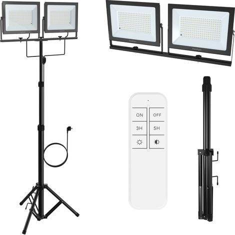 Froadp Projecteurs LED Pomme fine sans cadre 2×100W, lumière blanche réglable, trépied noir, prise européenne (1/5)