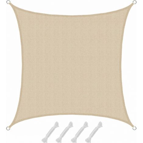Voile d'ombrage UV 3x3 m HDPE Carré Protection Solaire Toile de Jardin Beige (1/3)
