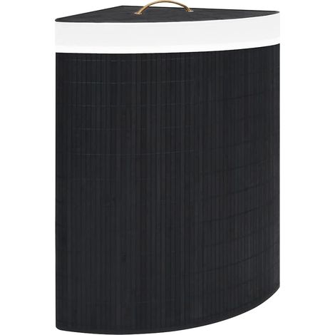 vidaXL Bamboo Corner Laundry Basket Black 60 L (1/5)
