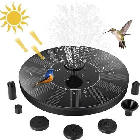 Fontaine de jardin solaire - pompe à eau à 7 buses - alimentation solaire - 30 à 50 cm - décoration de jardin (1/4)