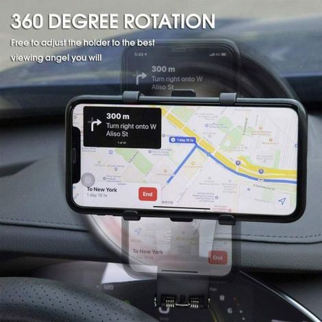 Support Téléphone Voiture - Rotation 360° - Pour GPS et Smartphones 4 à 7 Pouces - Fixation Tableau de Bord - 1 Pièce (1/5)