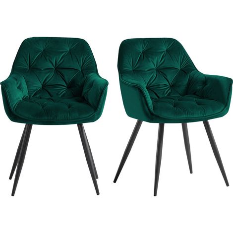 Exit Toys – Lot de 2 fauteuils en velours pour salle à manger – Accoudoirs ergonomiques – Dossier rembourré – Pieds en métal – Couleur canard (1/4)