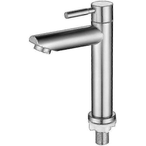 Robinet d'eau froide simple en acier inoxydable pour lavabo, couleur argent (1/5)