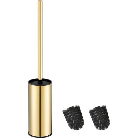 Porte-Brosse WC Rond en Acier Inoxydable doré Autonome pour Salle de Bain (doré) (1/5)