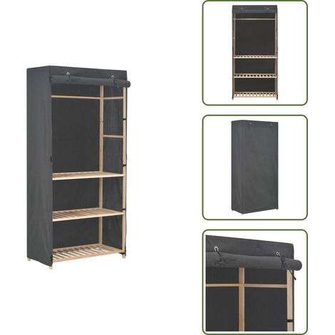The Living Store 3-stufiger Kleiderschrank Grau 79 x 40 x 170 cm Stoff - Kleidung aufbewahren (1/5)