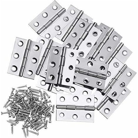 10 Stück Edelstahl-Scharniere, 7,6 cm (3 Zoll) Klappscharnierverbinder für Möbelbeschläge, Schranktüren und Schubladen (inkl. 60 Stück 3 x 12 mm Schrauben) - Fei Yu