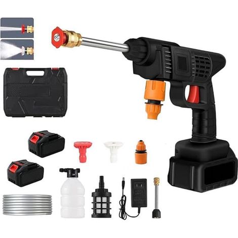 Idropulitrice a batteria da 3000 W, 21 V, 6000 mAh – 2 ugelli, 2 batterie, tubo flessibile da 5 m – Per la pulizia di auto, giardino e patio (1/5)