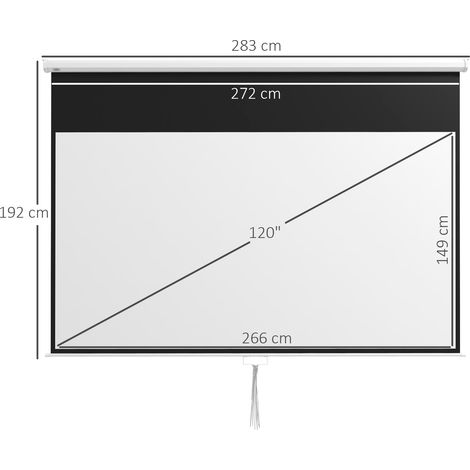 Projektorleinwand, 120 Zoll, 16:9 Format, Wand- oder Deckenmontage, Weiß