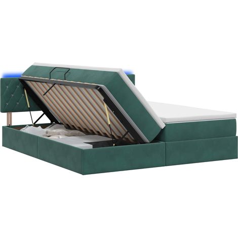 Letto con contenitore LED e materasso Verde Scuro 200 x 200 cm vidaXL (1/5)