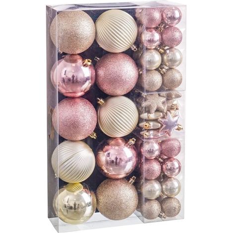 Set de 58 boules de Noël rose et doré (1/3)