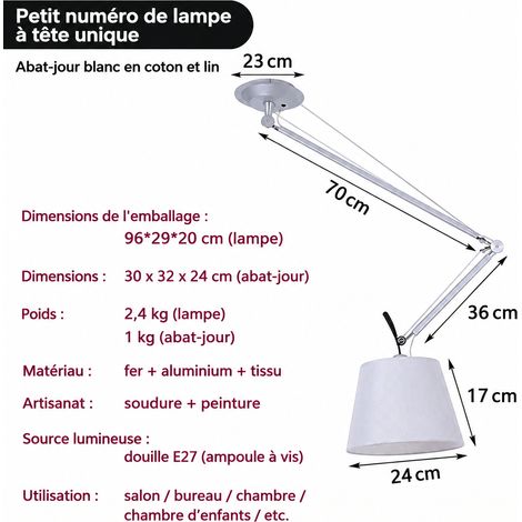 Suspension industrielle simple tête avec abat-jour tissu Ø 240 mm et éclairage 3 couleurs 240 réf 5989 100 × 29 × 24 cm 9 kg – Livraison gratuite