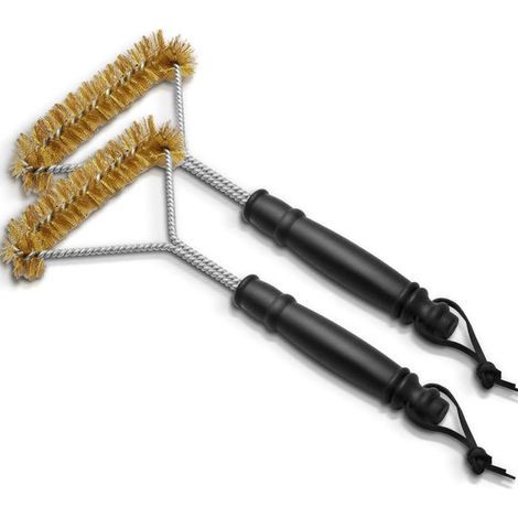Barbecue Brush, Triangular Cleaning Brush for Gas, Charcoal and Electric Barbecues, 30CM, 2 Pieces (1/5)
