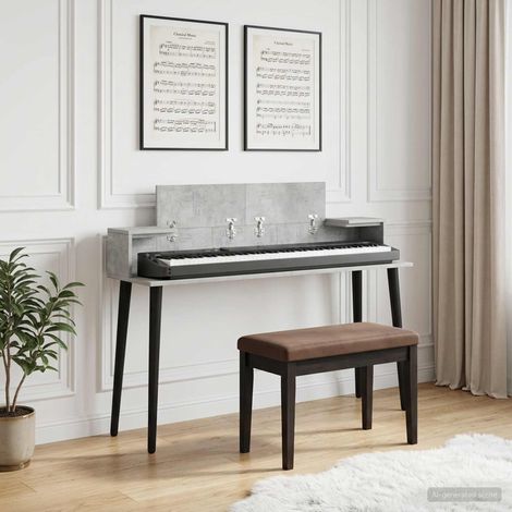vidaXL Studio Desk Concrete Grey 152 x 36 x 19.5 cm Engineered Wood (1/5)