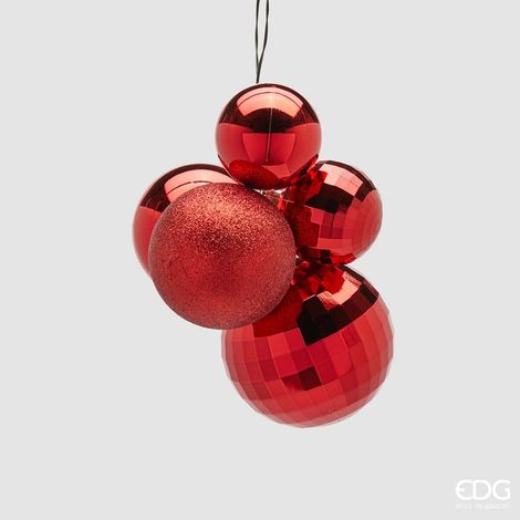 EDG Enzo De Gasperi Addobbo di Natale Grappolo MirrorMix 5 Pz Red